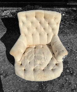 ANTIQUE 19th CENTURY FRENCH NAPOLEON III DECONSTRUCTED BUTTON BACK ARMCHAIR, c1900