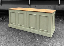 Load image into Gallery viewer, LARGE 20th CENTURY FRENCH PAINTED &amp; PINE TOPPED SHOP COUNTER / KITCHEN ISLAND
