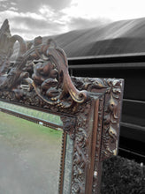 Load image into Gallery viewer, LARGE ANTIQUE 19th CENTURY FRENCH ORNATE GILTWOOD OVERMANTLE WALL MIRROR, c1880
