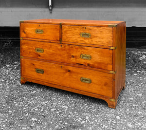 ANTIQUE 19th CENTURY ENGLISH PINE CAMPAIGN CHEST OF DRAWERS, c1880