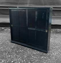 Load image into Gallery viewer, LARGE 19th CENTURY ENGLISH PINE BLACK PAINTED HOUSEKEEPERS KITCHEN CUPBOARD, c1900
