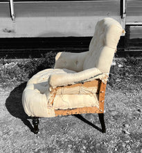 Load image into Gallery viewer, ANTIQUE 19th CENTURY FRENCH NAPOLEON III DECONSTRUCTED BUTTON BACK ARMCHAIR, c1900
