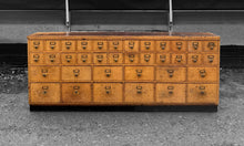 Load image into Gallery viewer, LARGE ANTIQUE 20th CENTURY ENGLISH OAK BANK OF 36 DRAWERS, c1920
