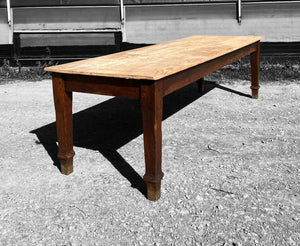 LARGE ANTIQUE 19th CENTURY ENGLISH PINE DINING TABLE, c1900
