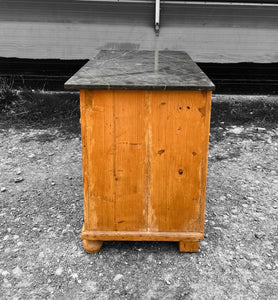 ANTIQUE 19TH CENTURY FRENCH PINE & MARBLE TOPPED CUPBOARD, c1900