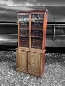 ANTIQUE 19th CENTURY ENGLISH OAK & GLAZED APOTHECARY STYLE DRESSER, c1900