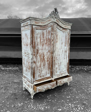 Load image into Gallery viewer, ANTIQUE 19th CENTURY ORNATR OAK &amp; PAINTED DOUBLE ARMOIRE, c1900
