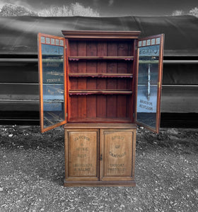 ANTIQUE 19th CENTURY ENGLISH OAK & GLAZED APOTHECARY STYLE DRESSER, c1900