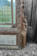 Load image into Gallery viewer, LARGE ANTIQUE 19th CENTURY FRENCH ORNATE GILTWOOD OVERMANTLE WALL MIRROR, c1880
