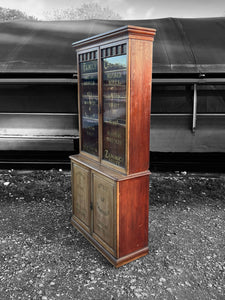 ANTIQUE 19th CENTURY ENGLISH OAK & GLAZED APOTHECARY STYLE DRESSER, c1900