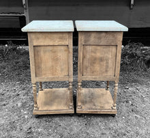 Load image into Gallery viewer, ANTIQUE 19th CENTURY FRENCH PAIR OF OAK &amp; MARBLE TOPPED BEDSIDE TABLES, c1900
