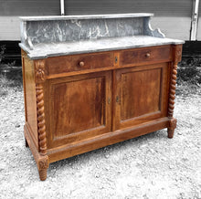 Load image into Gallery viewer, ANTIQUE 19th CENTURY FRENCH ORNATE WALNUT &amp; MARBLE TOPPED WASHSTAND, c1900
