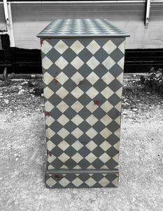 ANTIQUE 19th CENTURY ENGLISH PAINTED GEOMETRIC CHEST OF DRAWERS, c1900