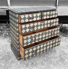 Load image into Gallery viewer, ANTIQUE 19th CENTURY ENGLISH PAINTED GEOMETRIC CHEST OF DRAWERS, c1900
