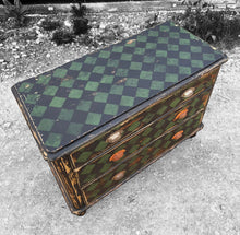 Load image into Gallery viewer, ANTIQUE 19th CENTURY EUROPEAN HARLEQUIN PAINTED CHEST OF DRAWERS, c1900
