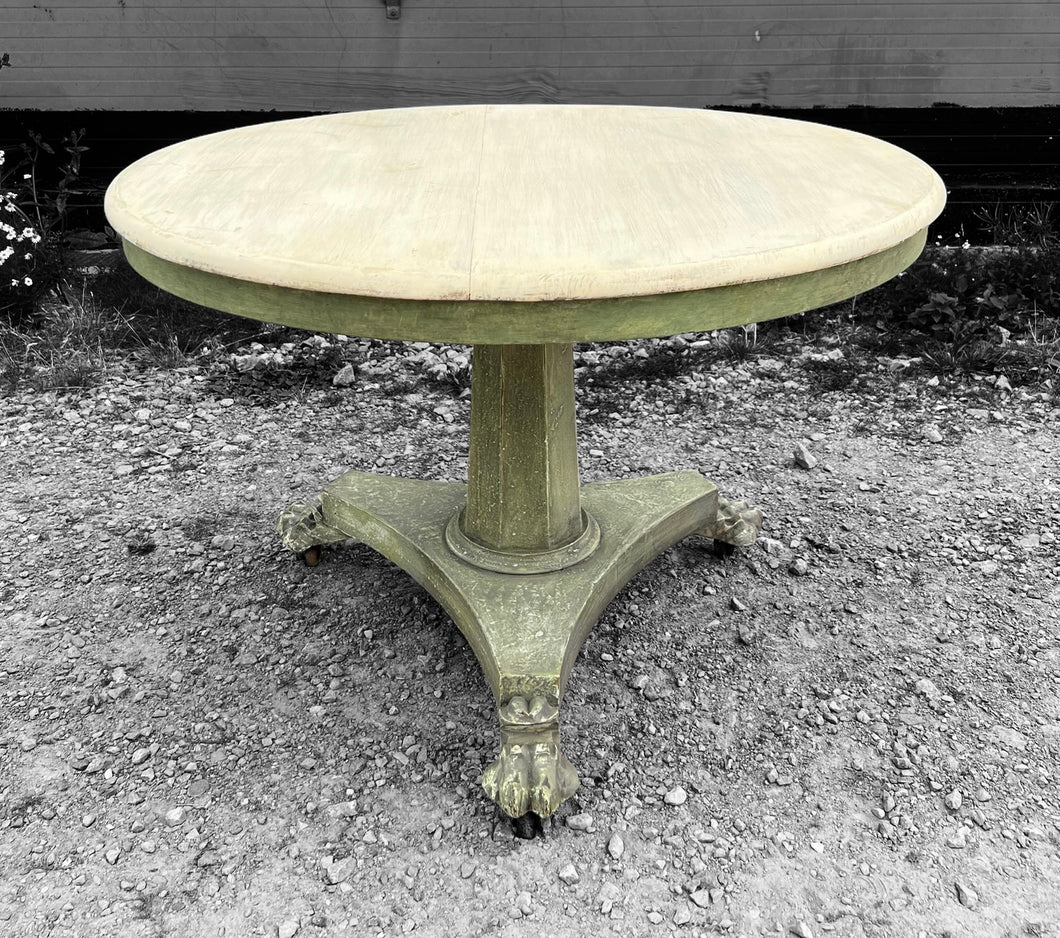 ANTIQUE 19th CENTURY FRENCH OAK PAINTED TILT TOP BREAKFAST TABLE, c1900