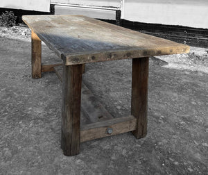 ANTIQUE 19th CENTURY FRENCH RUSTIC OAK REFECTORY TABLE, c1900