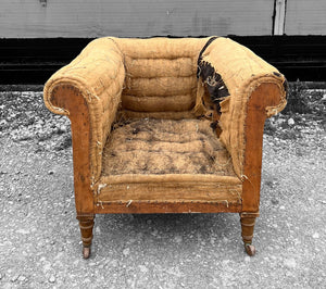 ANTIQUE 19th CENTURY ENGLISH OAK & DECONSTRUCTED TUB ARMCHAIR, c1900