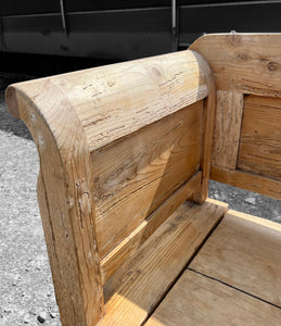 LARGE ANTIQUE 19th CENTURY EUROPEAN BLEACHED PINE BENCH SEAT, c1900