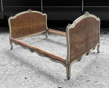 Load image into Gallery viewer, ANTIQUE 19th CENTURY FRENCH ORNATE ORIGINAL PAINTED &amp; CANED UPHOLSTERED DAYBED, c1900
