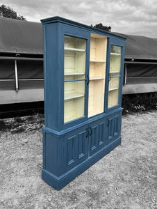 LARGE ANTIQUE 19th CENTURY ENGLISH PINE PAINTED & GLAZED DRESSER, c1900