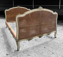 Load image into Gallery viewer, ANTIQUE 19th CENTURY FRENCH ORNATE ORIGINAL PAINTED &amp; CANED UPHOLSTERED DAYBED, c1900
