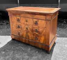 Load image into Gallery viewer, ANTIQUE 19th CENTURY FRENCH BURR WALNUT CHEST OF DRAWERS, c1900
