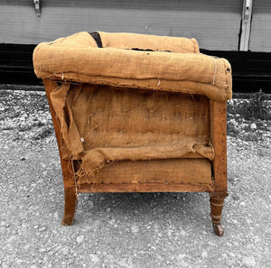 ANTIQUE 19th CENTURY ENGLISH OAK & DECONSTRUCTED TUB ARMCHAIR, c1900