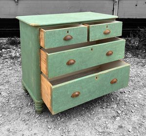 ANTIQUE 19th CENTURY ENGLISH PINE PAINTED CHEST OF DRAWERS, c1900