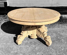 Load image into Gallery viewer, ANTIQUE 19TH CENTURY FRENCH ORNATE CARVED BLEACHED OAK CENTRE TABLE, c1900
