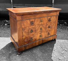 Load image into Gallery viewer, ANTIQUE 19th CENTURY FRENCH BURR WALNUT CHEST OF DRAWERS, c1900
