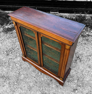 ANTIQUE 19th CENTURY FRENCH BURR WALNUT & GLAZED DISPLAY CABINET, c1900