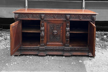 Load image into Gallery viewer, LOVELY ANTIQUE 19th CENTURY FRENCH CARVED OAK SIDEBOARD, c1900
