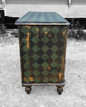 Load image into Gallery viewer, ANTIQUE 19th CENTURY EUROPEAN HARLEQUIN PAINTED CHEST OF DRAWERS, c1900
