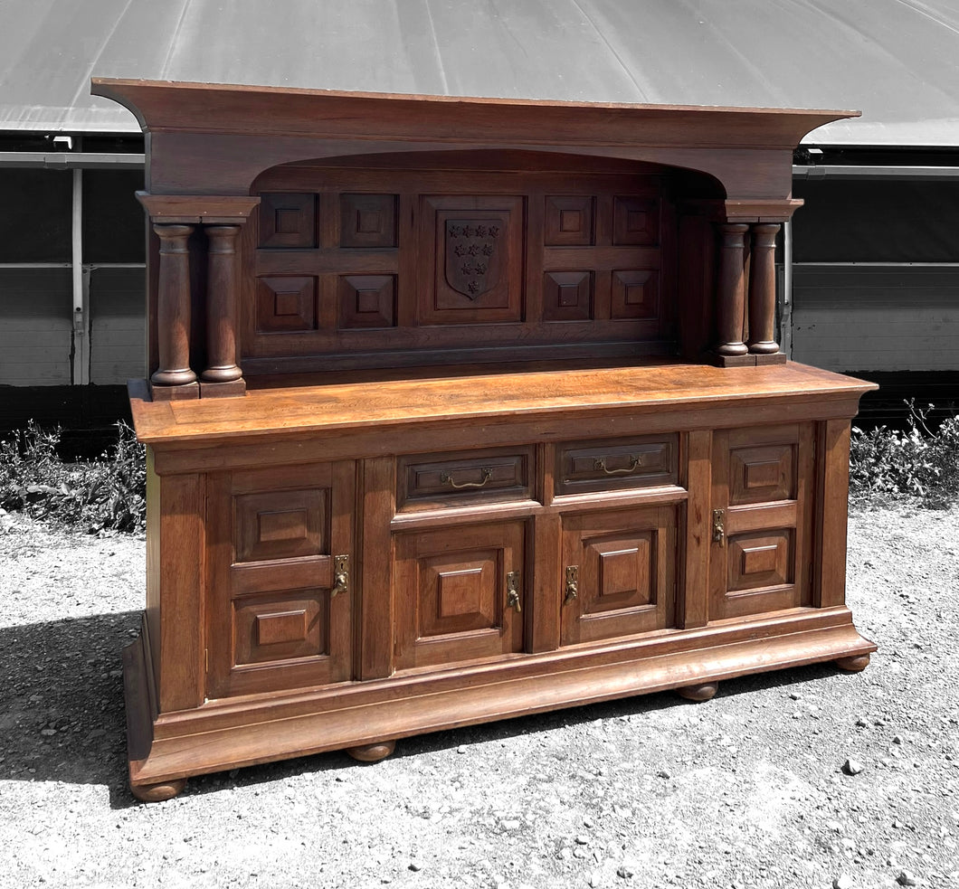 LARGE ANTIQUE 19th CENTURY SPANISH OAK DRESSER, c1900