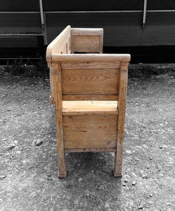 LARGE ANTIQUE 19th CENTURY EUROPEAN BLEACHED PINE BENCH SEAT, c1900