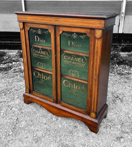 ANTIQUE 19th CENTURY FRENCH BURR WALNUT & GLAZED DISPLAY CABINET, c1900