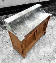 Load image into Gallery viewer, ANTIQUE 19th CENTURY FRENCH ORNATE WALNUT &amp; MARBLE TOPPED WASHSTAND, c1900
