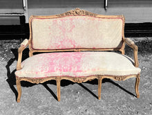 Load image into Gallery viewer, ANTIQUE 19th CENTURY FRENCH ORNATE BLEACHED OAK 3 SEATER SALON SOFA, c1900
