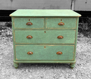 ANTIQUE 19th CENTURY ENGLISH PINE PAINTED CHEST OF DRAWERS, c1900