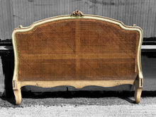 Load image into Gallery viewer, ANTIQUE 19th CENTURY FRENCH ORNATE ORIGINAL PAINTED &amp; CANED UPHOLSTERED DAYBED, c1900
