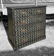 Load image into Gallery viewer, ANTIQUE 19th CENTURY ENGLISH PAINTED GEOMETRIC CHEST OF DRAWERS, c1900
