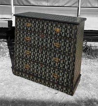 Load image into Gallery viewer, ANTIQUE 19th CENTURY ENGLISH PAINTED GEOMETRIC CHEST OF DRAWERS, c1900
