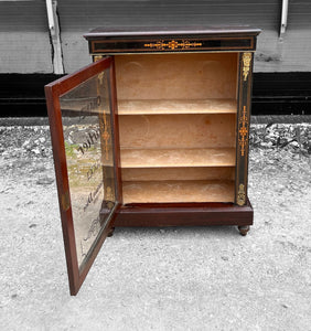 ANTIQUE 19th CENTURY FRENCH EBONISED & GLAZED DISPLAY CABINET, c1900