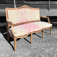 Load image into Gallery viewer, ANTIQUE 19th CENTURY FRENCH ORNATE BLEACHED OAK 3 SEATER SALON SOFA, c1900
