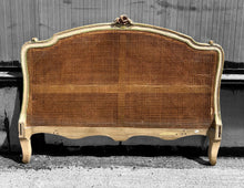 Load image into Gallery viewer, ANTIQUE 19th CENTURY FRENCH ORNATE ORIGINAL PAINTED &amp; CANED UPHOLSTERED DAYBED, c1900
