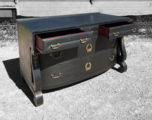 Load image into Gallery viewer, ANTIQUE 20th CENTURY FRENCH EMPIRE BLACK &amp; ORMOLU MOUNTED CHEST OF DRAWERS, c1920
