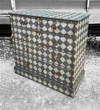 Load image into Gallery viewer, ANTIQUE 19th CENTURY ENGLISH PAINTED GEOMETRIC CHEST OF DRAWERS, c1900
