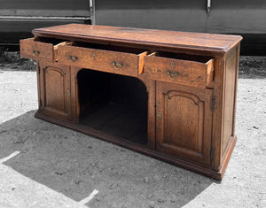 ANTIQUE 19th CENTURY ENGLISH COUNTRY OAK DRESSER BASE, c1900