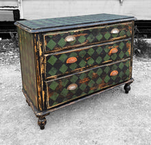 Load image into Gallery viewer, ANTIQUE 19th CENTURY EUROPEAN HARLEQUIN PAINTED CHEST OF DRAWERS, c1900
